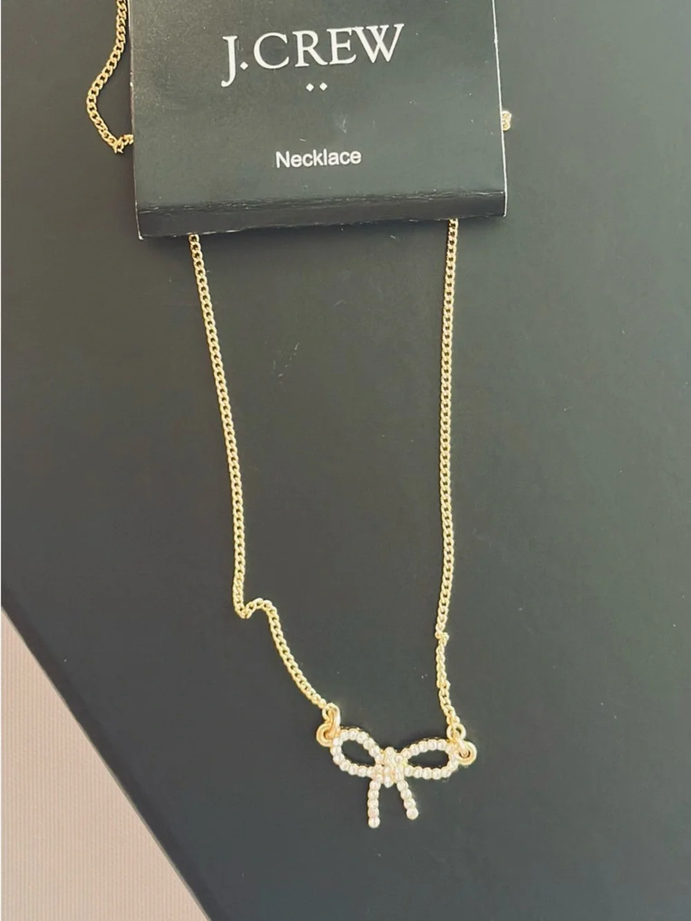 J. CREW ~ Gold-Tone Crystal Bow Necklace - Picture 6 of 8